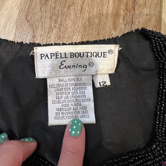 PAPELL BOUTIQUE Women's Silk Beaded Sequin Evening Jacket Size 12 - Picture 7 of 8